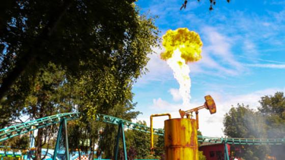 Photo du puits de gaz de l'attraction Gaz'Express, le train de la mine du parc Bagatelle