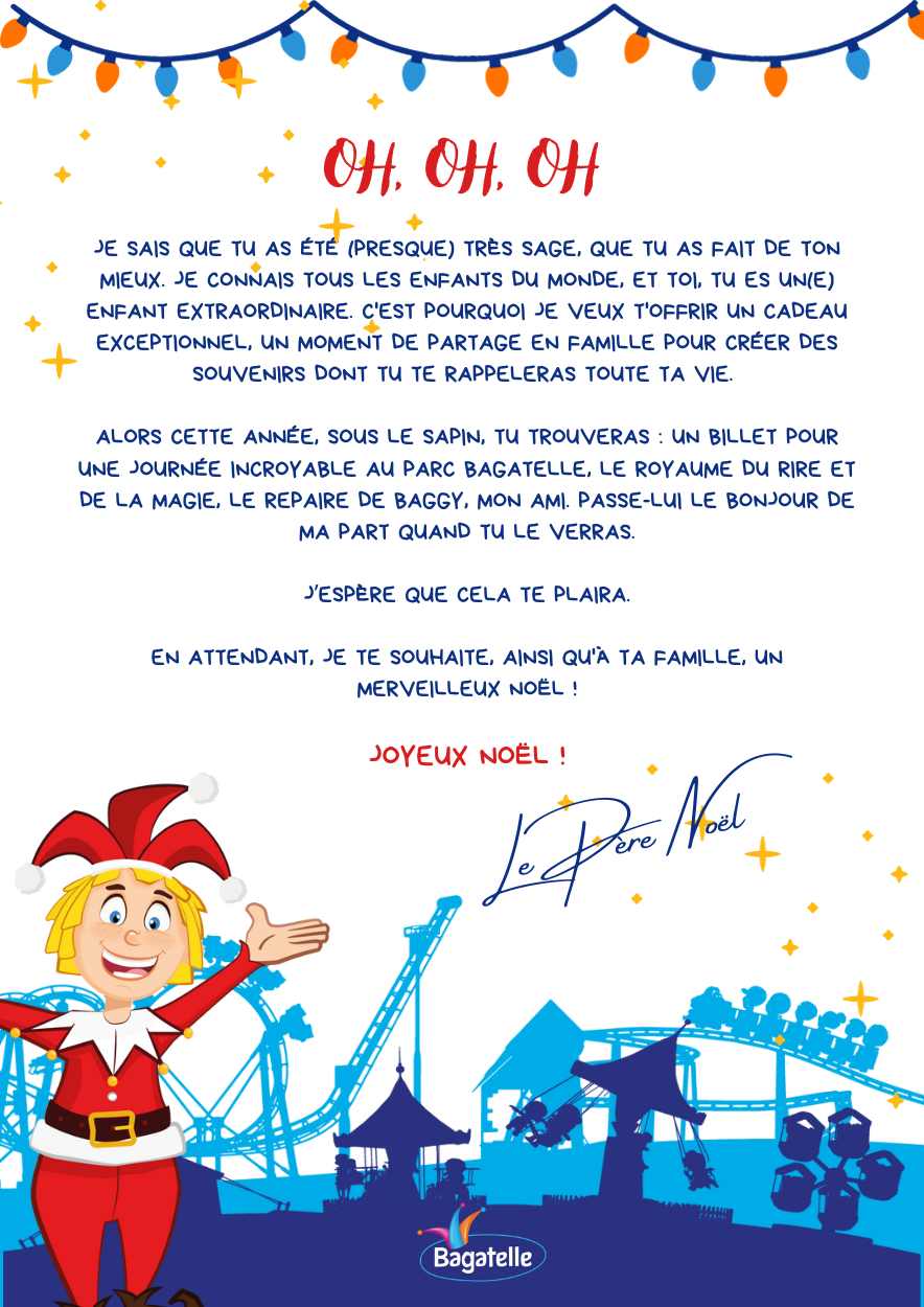 Lettre pere noel Bagatelle